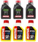 Kit troca de oleo moto 3x motul 5100 10w400 + 3x motocool anticongelante yamaha mt09 tracer 900