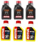 KIT TROCA DE OLEO MOTO 3X MOTUL 7100 10W400 + 3X MOTOCOOL-37º ANTICONGELANTE YAMAHA MT 09 TRACER 900