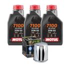 Kit Troca de Óleo Sintético Motul 7100 20w50 3 Litros + Filtro de Óleo HF170C Harley Sportster 883 1200 Iron Roadster 48