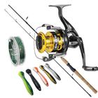 Kit Tucunaré Molinete Marine Elite Gold 3000 + Vara Pro Staff Linha Multi e 5 Iscas Loach 4''