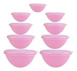 Kit tupperware 9 peças tigela maravilhosa rosa bebê da tupperware