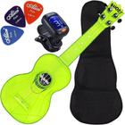 Kit Ukulele Akahai Ghost Soprano Acústico Hawaii Lemon Transparente Ux01