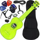 Kit Ukulele Akahai Ghost Soprano Elétrico Ativo Hawaii Lemon Transparente Ux03