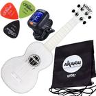 Kit Ukulele Akahai Soprano Ghost Transparente Cordas Aquila