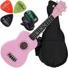 Kit Ukulele Soprano Acústico Rosa Com Capa Uks-01 Pi Andaluz