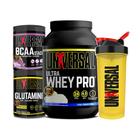 Kit Ultra Whey Pro 900g + Glutamina + BCAA Stack 300g + Coqueteleira - Universal