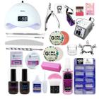 Kit Unhas Completo Acrigel Tips Lixadeira Cabine Uv Manicure