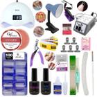 Kit Unhas De Gel Completo Profissional Fibras Cabine Led