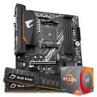 Kit Upgrade Processador Ryzen 7 5800X + Placa Mãe Gigabyte B550M Aorus Elite + Memória 16GB DDR4