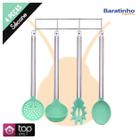 Kit Utensílios 4 Peças De Silicone Cozinha Cabo Aço Inox