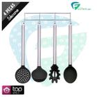 Kit Utensílios 4 Peças De Silicone Cozinha Cabo Aço Inox