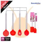 Kit Utensílios 6 Peças De Silicone Cozinha Cabo Aço Inox - Top Útil