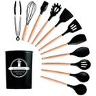 Kit Utensílios Cozinha 12 Peças Silicone Antiaderente (PRETO