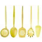 Kit Utensílios Cozinha Dourado Champanhe Gourmet Positano 5 Pçs Lyor