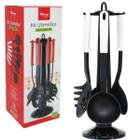 Kit Utensílios Cozinha Escumadeira Concha Espátula Colher Pegador Massas