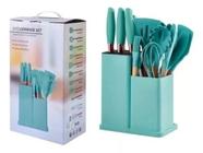 Kit Utensílios De Cozinha Conjunto 19 Peça De Silicone Verde