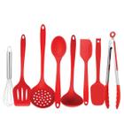 Kit Utensilios De Cozinha De Silicone Vermelho Cabo Inox K4B