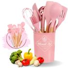 Kit Utensílios De Cozinha Em Silicone Cabo De Madeira Conjunto 12 peças