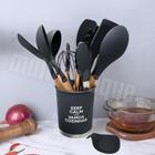 Kit Utensílios de Cozinha Silicone 13pçs - Preto - Uny Gift