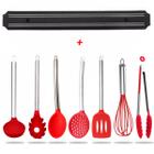 Kit Utensilios de Cozinha Silicone Inox Barra Magnética 8pçs