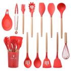 Kit Utensílios De Silicone Para Cozinha 13 Peças Vermelho