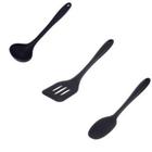 Kit Utensílios de Silicone Preto 3 peças luxo