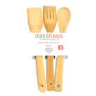 Kit utensilios para cozinha de bambu com 3 peças