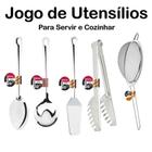 Kit Utensilios Para Cozinhar 5 Pecas - Jogo inox Conjunto - Peneira - Concha - Colher - Espátula bolo - Pegador de Massas e Frios - PANAMI