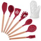 Kit Utensílios Silicone Cozinha com Cabo De Madeira 8 Peças - Wincy