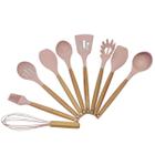 Kit Utensílios Silicone Madeira com 9 Itens