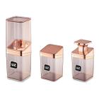 Kit UZ Rose Gold Porta Algodão e Porta Escova, Dispenser