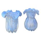 Kit Vaso de Vidro Murano Azul Bebê Luxo (2 Peças)