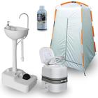 Kit Vaso Sanitario Portatil 24 L + Lavatorio Pia + Barraca Banheiro Camping Trocador +Eco Bac Bus 250ml Nautika