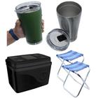 Kit Verao 2 Copos Termico 2 Banquetas Cooler Praia Churrasco