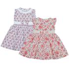 Kit Vestido de Bebê Floral Vinho e Salmão 2 Peças