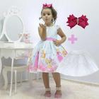 Kit Vestido Princesa Aurora - Bela Adormecida + saia filó + laço