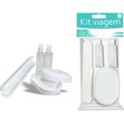 Kit Viagem 3b: Saboneteira, Frascos de Shampoo e Condicionador 100 ml e Porta Escova de Dentes necessaire Prática