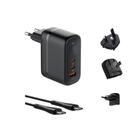 Kit Viagem Cabo e Carregador Tomada Turbo 65W USB e USB-C - Kaidi