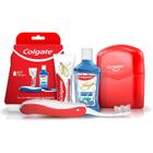 Kit Viagem Colgate Escova + Creme Dental 30g + Enxaguante Bucal 60ml Compacto Ideal para Praia Camping Mochilão Exterior