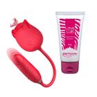 Kit Vibrador Feminino Flor 2em1 Bullet Lubrificante Love Lub