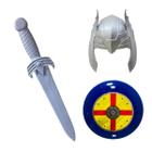 Kit Vikings Espada + Escudo + Máscara Infantil 44,5cm