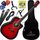 Kit Violão Elétrico Folk Eagle Ch306 Aço Red Burst Cutway