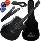 Kit Violao Eletroacústico Aço Folk Marques Va01 EQ BK Preto Vx01