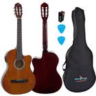 Kit Violão Flat Eletroacústico Sf14 Nt Aço Giannini Bag Simples