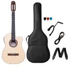 Kit Violão Flat Nylon Rozini Rx515 Ativo Capa Correia Cabo Palheta