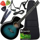 Kit Violão Folk Corda Aço Eletroacústico Gsf1r Giannini Azul