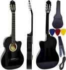 Kit Violão Giannini Flat Eletroacústico Sf14 Bk Aço com Afinador Completo