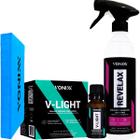 Kit Vitrificador Protetor de Farol V-Light Descontaminante Revelax Taco Para Lixar Vonixx