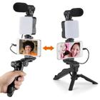 Kit Vlogging Filmagem Com Luz E Tripé Microfone Blogueira - Sttkgzd