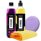 Kit Vonixx Shampoo V-Floc Lava Autos V-Mol Flanela Aplicador